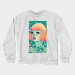 Ethereal Riso Lady: Grace in Print Crewneck Sweatshirt